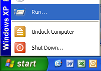 Click start->run.