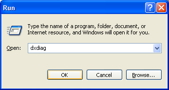 Type in dxdiag and click "OK".